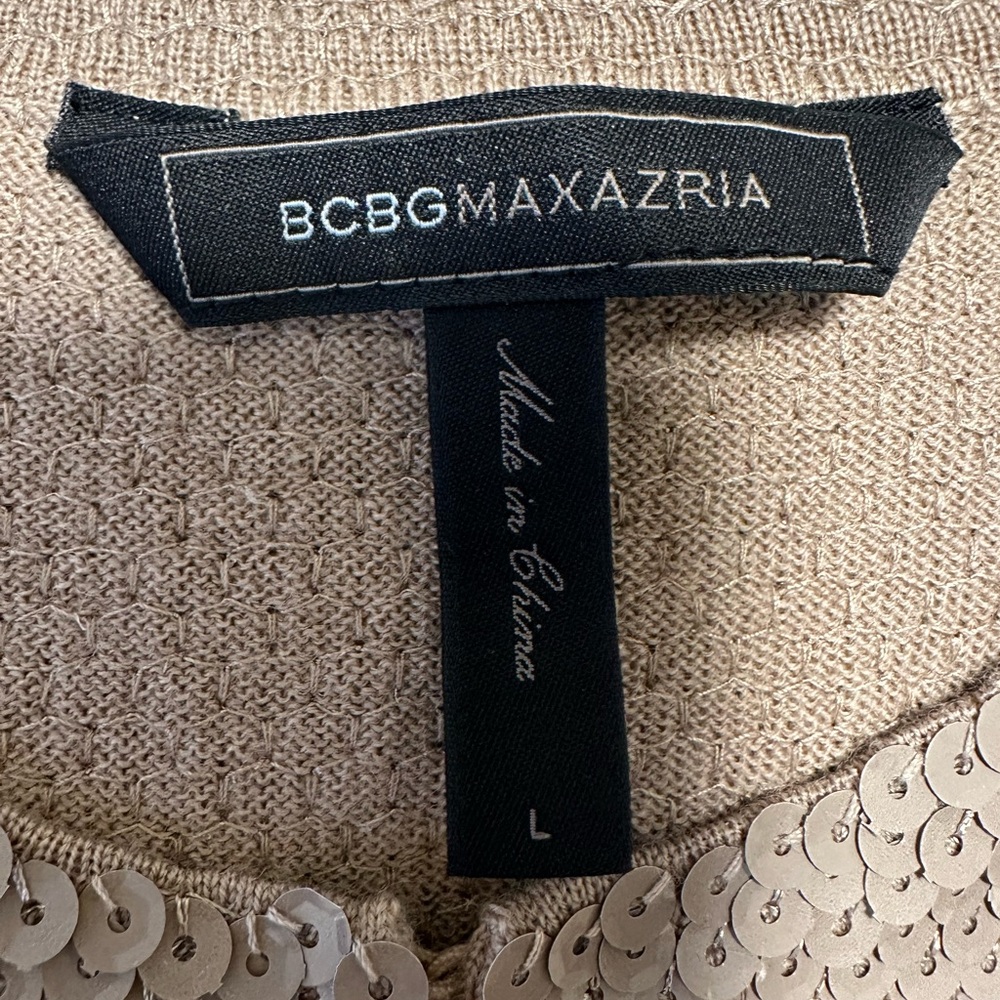 BCBGMaxAzria Sequin Embellished Taupe Jacket with Ruffle Hem - Picture 5 of 9